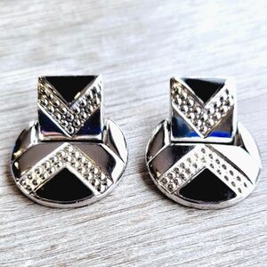 Vintage Silver/Black Geometric Dangle Earrings